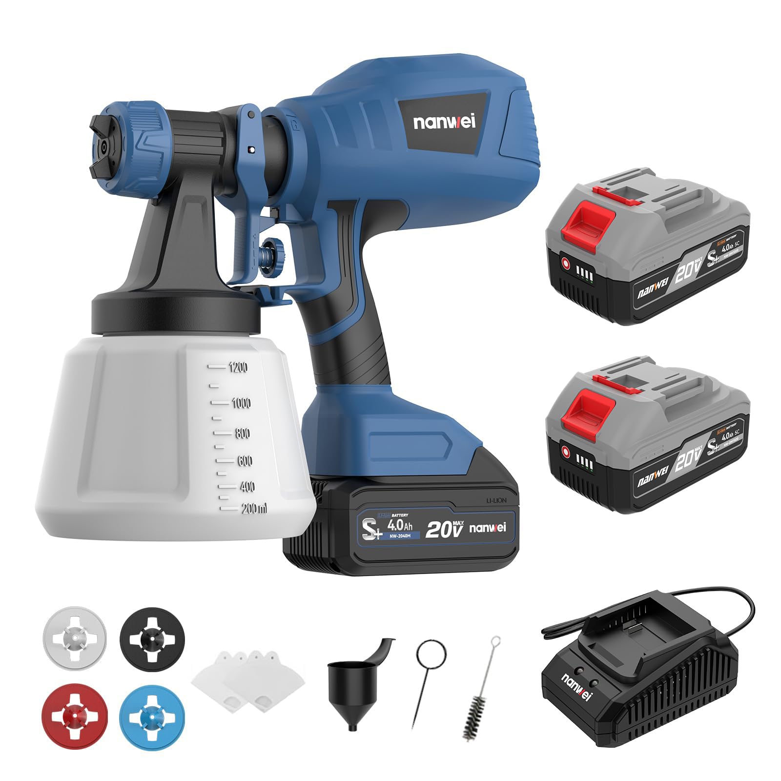 NANWEI Cordless Paint Sprayer with 2 Batteries