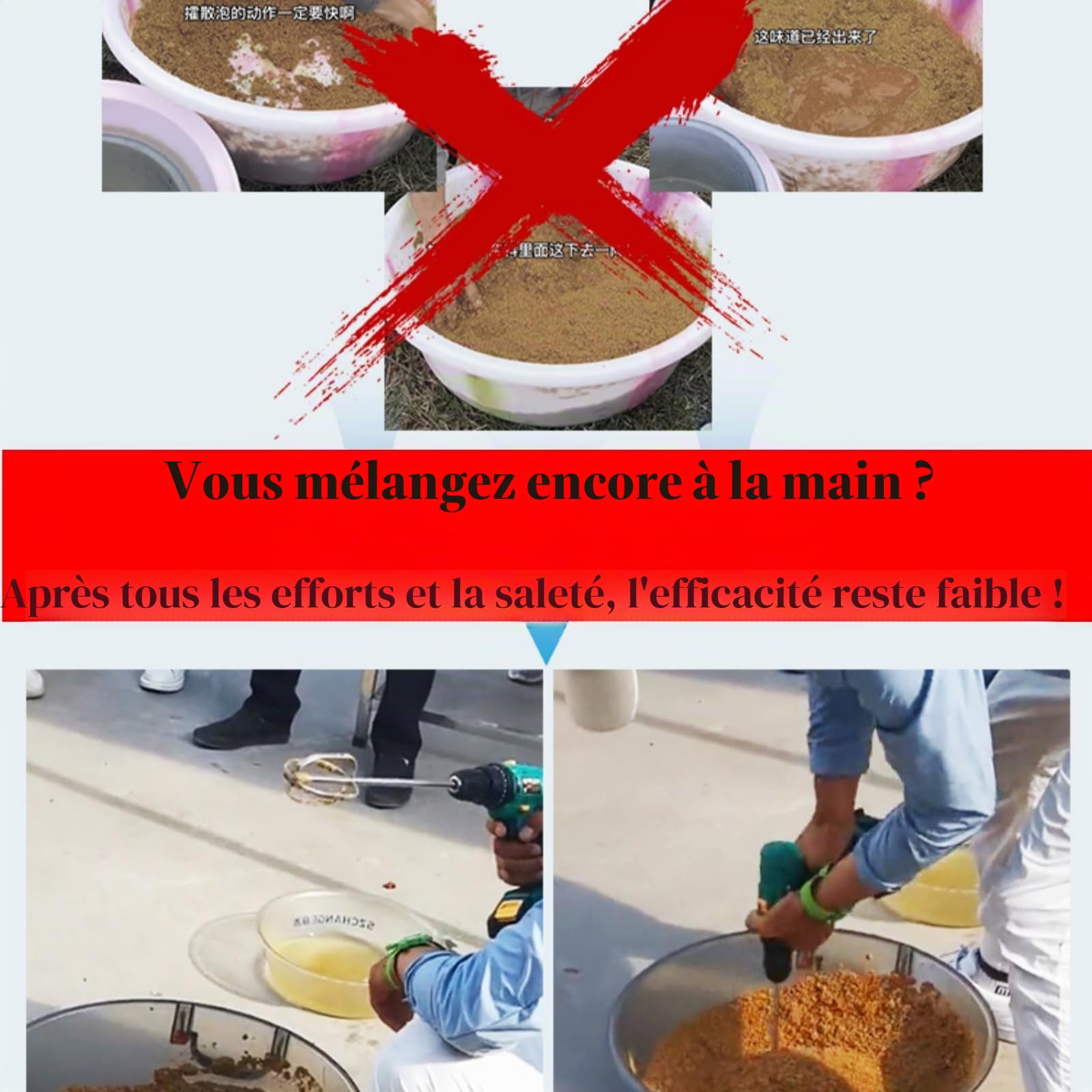 Topyond Mélangeur à Amorce en Acier Inoxydable,Mélangeur Amorce Peche,avec 11 Lames Équipement De Pêche Robuste pour Un Mélange,Accessoires Inclus pour Les Pêcheurs d'eau Douce Et d'eau Salée