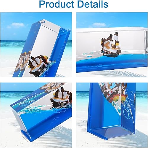 Miniatura 4 de Chilifuli Botella de deriva fluida de crucero, barco insumergible en una caja, modelo de crucero Titanic decoración de crucero de onda líquida,