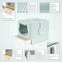 Vista 5 de Fully Enclosed Cat Litter Box with Lid, Foldable Extra Large Cat Toilet, Drawer Type Litter Tray with Plastic Scoop, Suitable for Cats Under