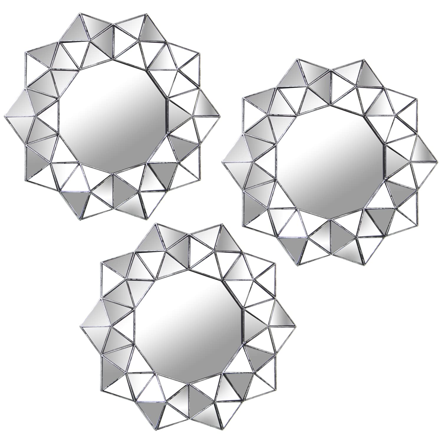 Adornos pared espejo lot de 3 argenté 25cm mélamine design