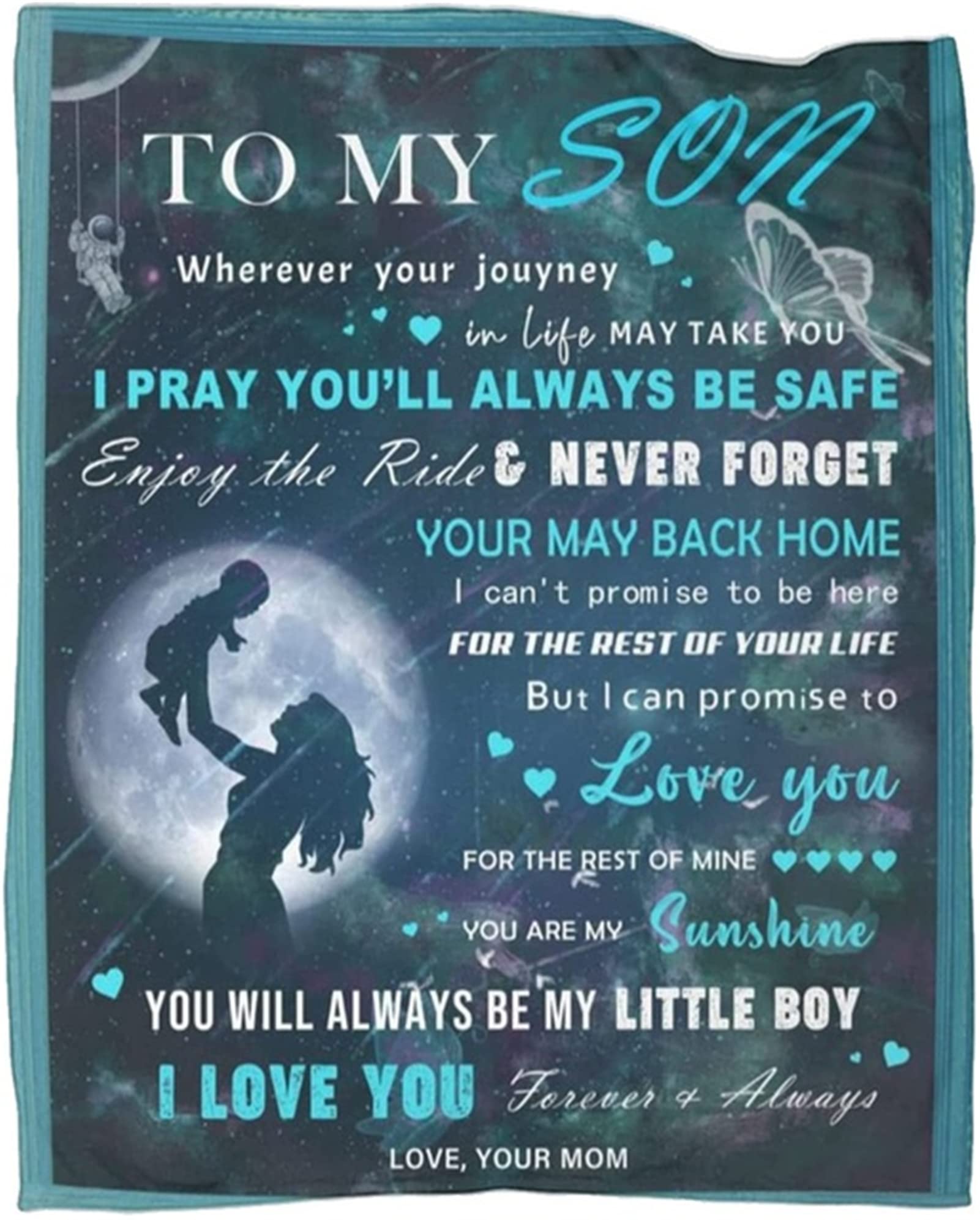 UOOYAA Fleece Letter Printed Blanket to My Son Daughter Dad Mom for Son Air Mail Blanket Ultra-Soft Son Throw Blankets Letter Quilts Positive Encourage Love Son's Flannel Blanket Gifts,14,150x200cm