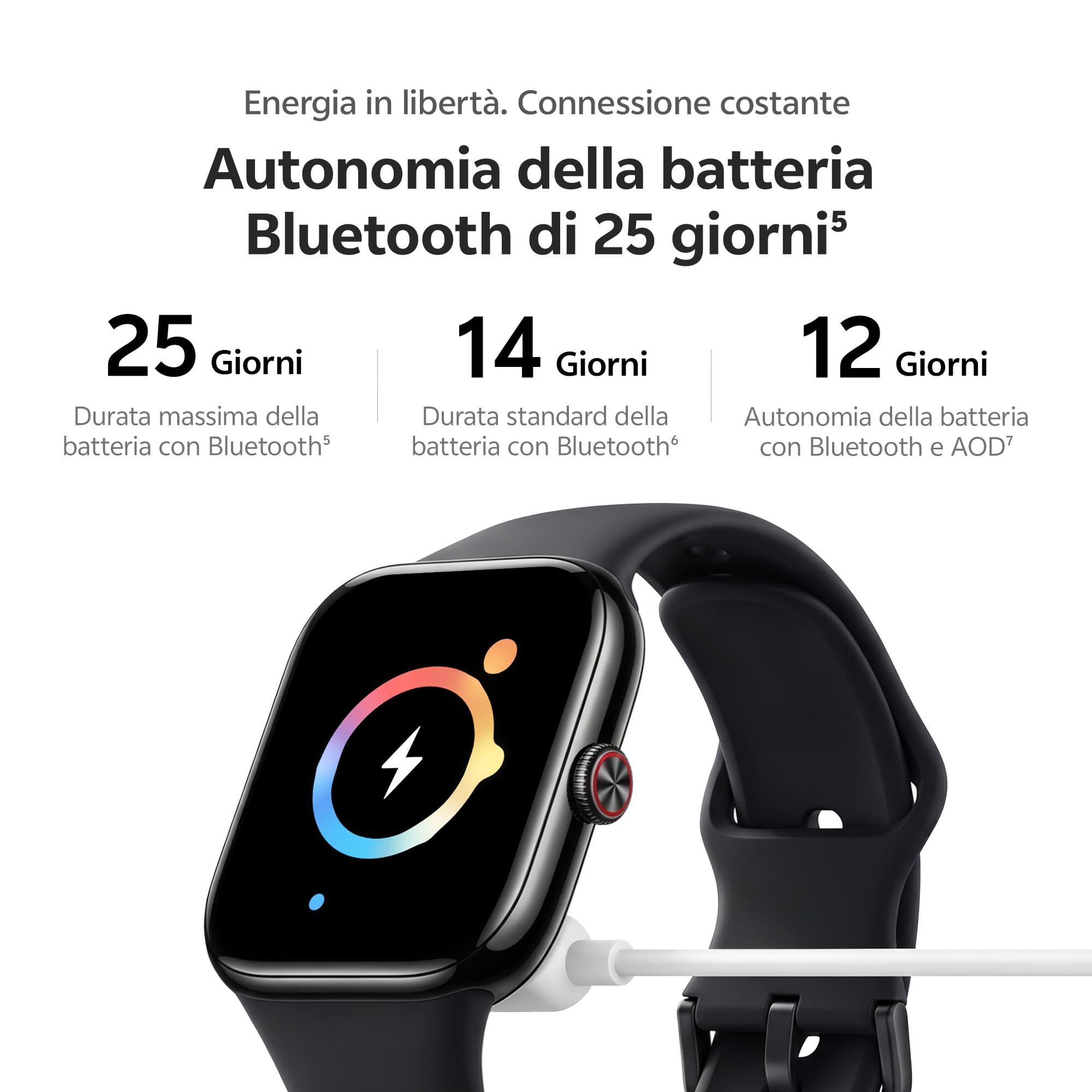 vivo Watch GT2 Smartwatch Uomo Donna, Batteria 25 Giorni, Display AMOLED 2,07'', Chiamate Bluetooth e GPS, 100+ Sport incl. Padel, 5ATM Impermeabile, Cardio SpO2 Sonno, NFC, Bianco