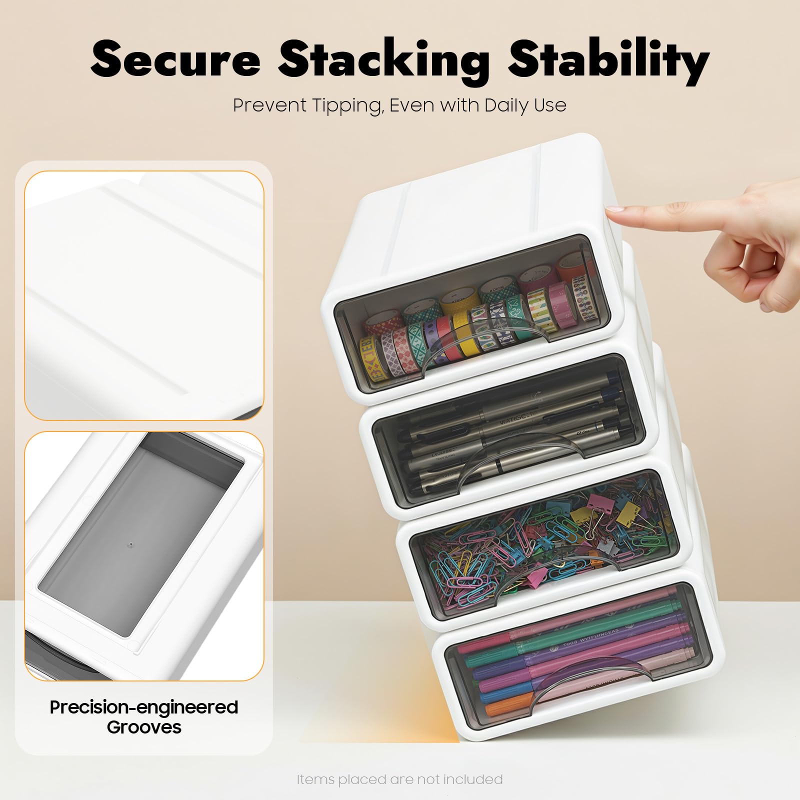 6 organizer da scrivania, cassetti con design semitrasparente e design a scatto, forte stabilità per famiglia, ufficio