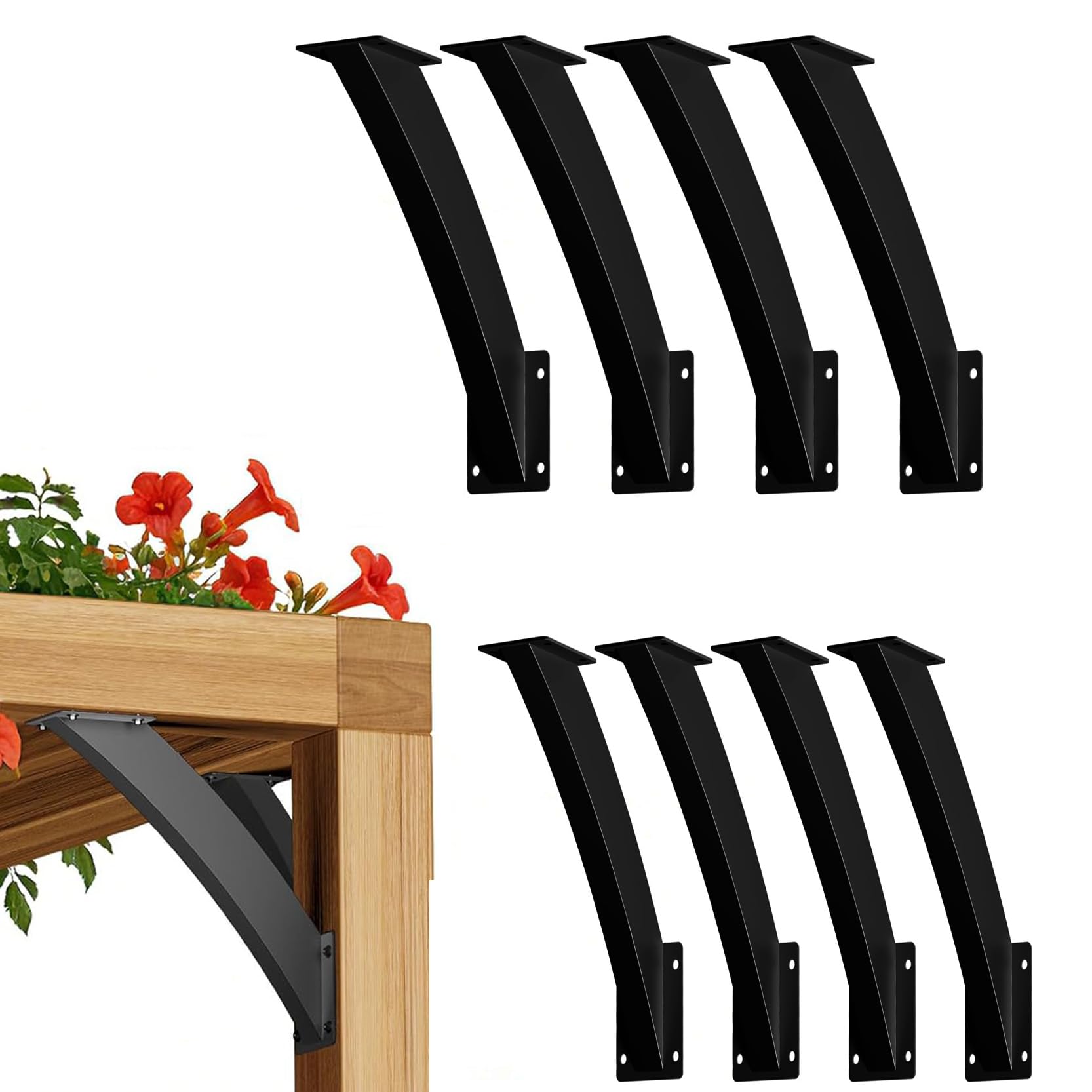 LQSYBHD 45 Degree Angle Support Brackets Heavy Duty Connector Brace Bracket for Pergola Deck Porch Log Cabin Support Bracket Kit Wooden Structures Support(Size:8pcs)