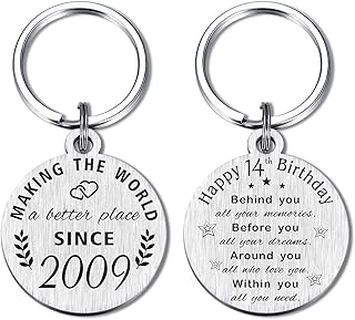 14th Birthday Gifts, 14 Year Old Birthday Keychain, Born in 2009 Birthday Gifts for Boys Girls, 14th Birthday Decorations