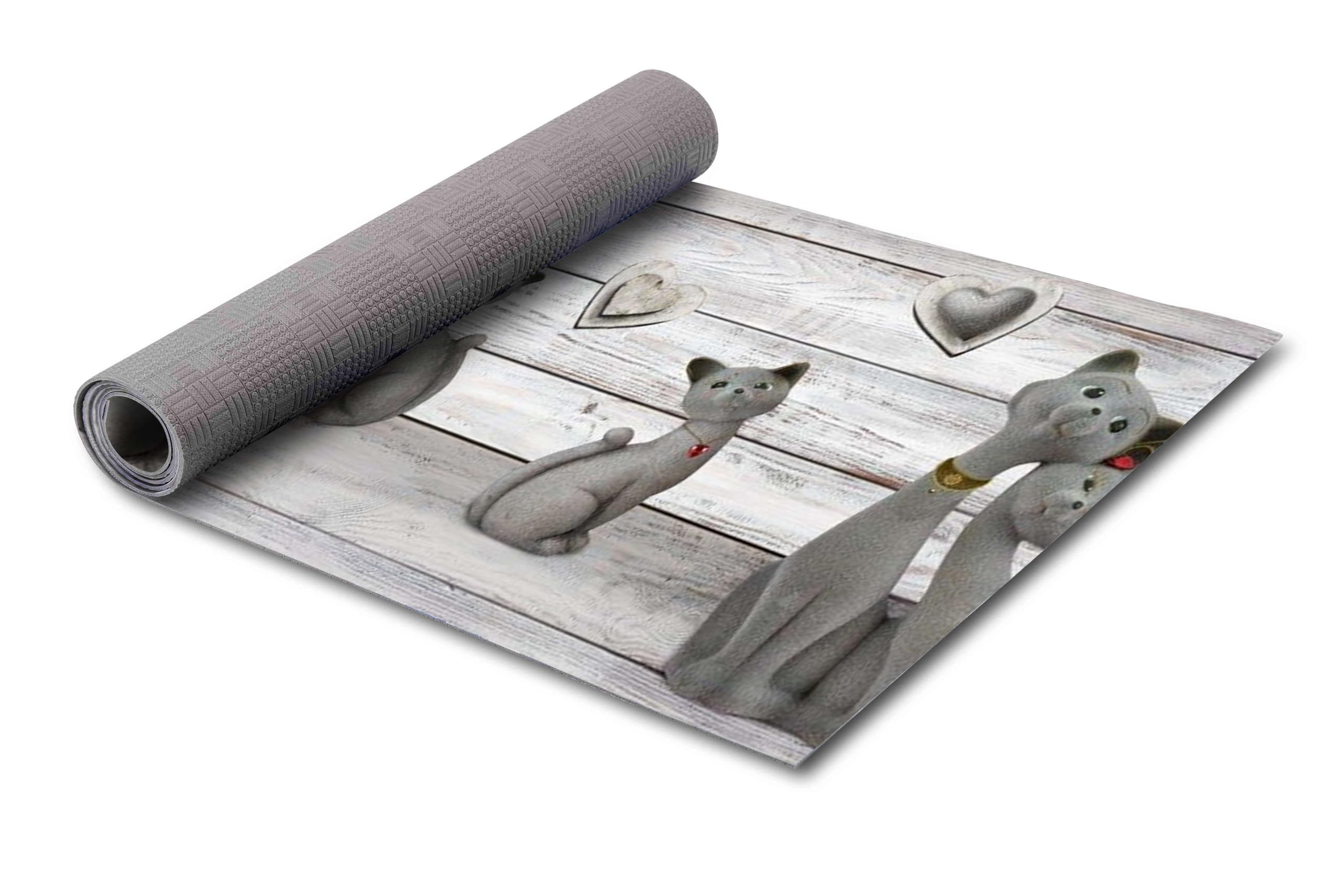 HomeLife Alfombra de cocina antideslizante y lavable, fabricada en Italia, alfombra al metro, PVC y algodón con impresión colorida, alfombra de cocina de 120 cm, moderna y decorativa con gatos y