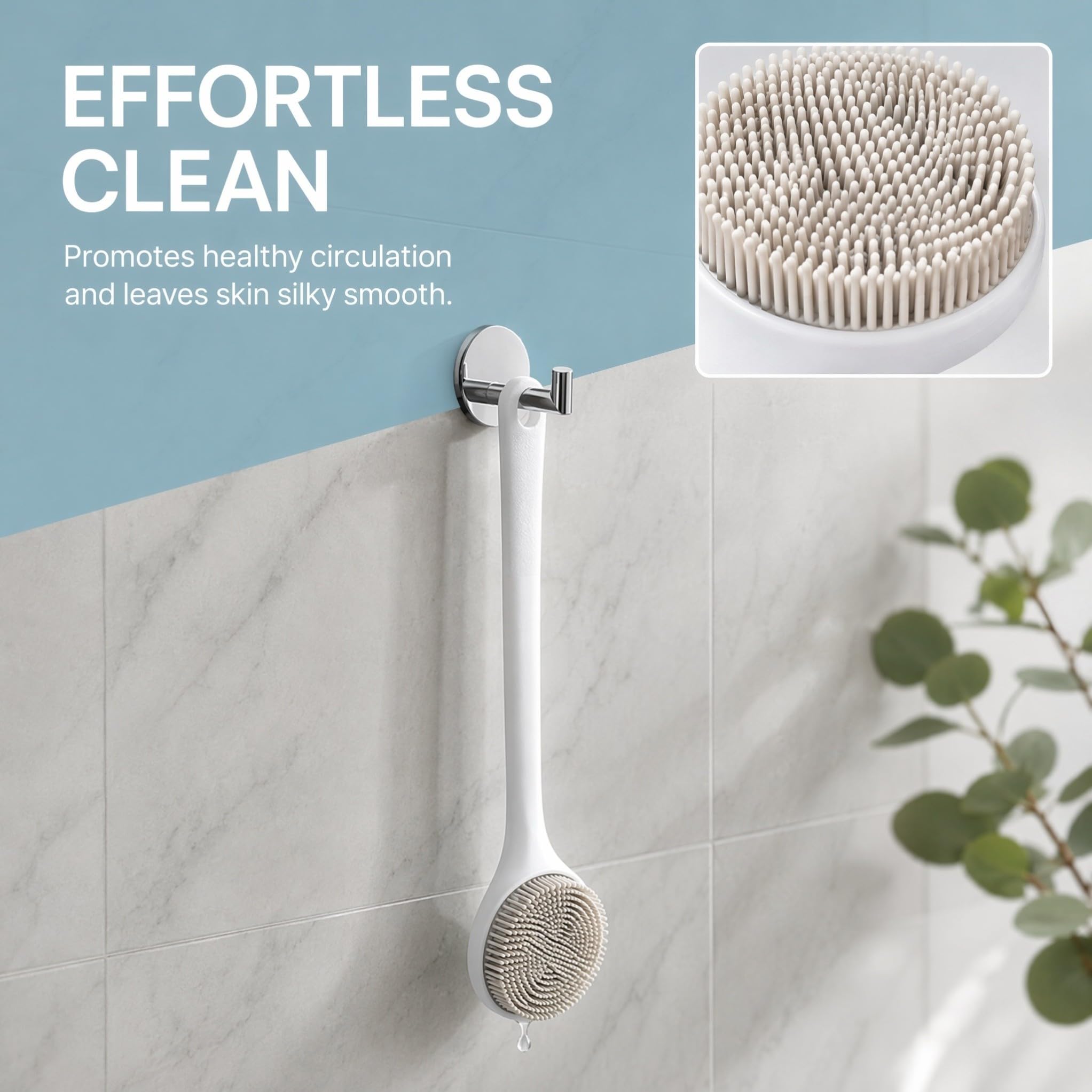 POPETPOP 3pezzi Spazzola Massaggio Per Bagno Per Adulti Scrubber Ergonomico Per Schiena Scrub e Massaggio Utilizzo Quotidiano e Adatta Tutti Tipi