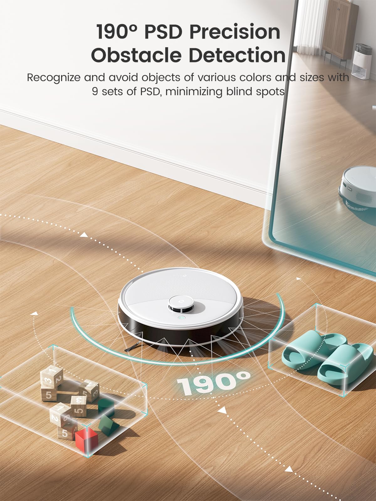 Lefant M3 Gen2 Saugroboter mit Wischfunktion, 12000 Pa, Antikollision,Automatische Staubentleerung, LiDAR Navigation, Vermeiden von Hindernissen, Perlmuttweiß, No-Go-Zone,Multi-Floor Mapping