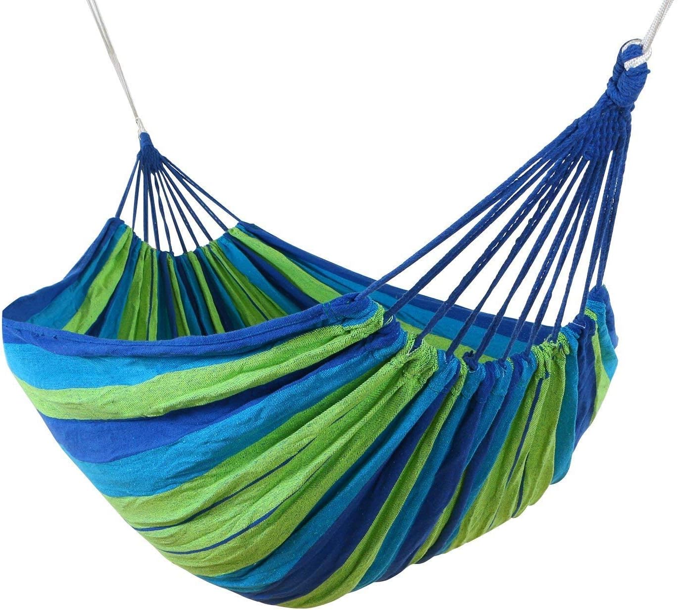 Baskety Portable Outdoor Hammock Hang Bed Travel Camping Swing Canvas with Backpack (Blue 280 * 150 cm (2 Person) 200 kg)