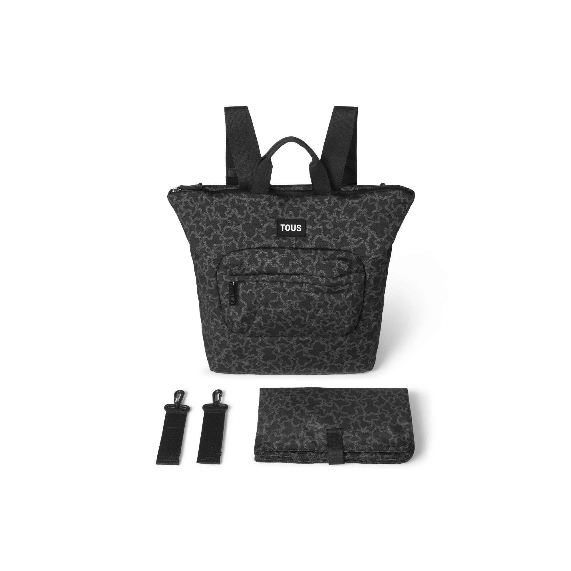 TOUS Kaos Wickeltasche/Mutterschaftsrucksack mit Wickelunterlage, 100 % Polyester, Schwarz , Eine Größe passt allen, Lässig, Mutterschaft