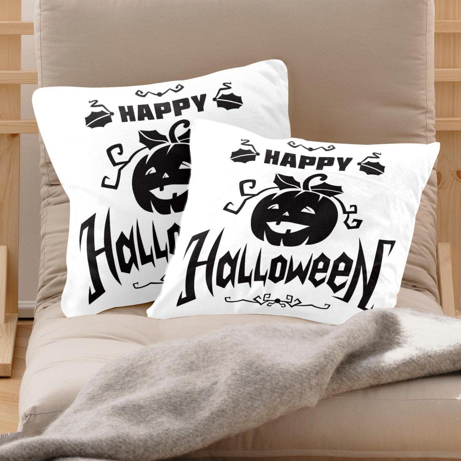 Set di 4 federe per cuscini a tema Halloween, 45 x 45 cm