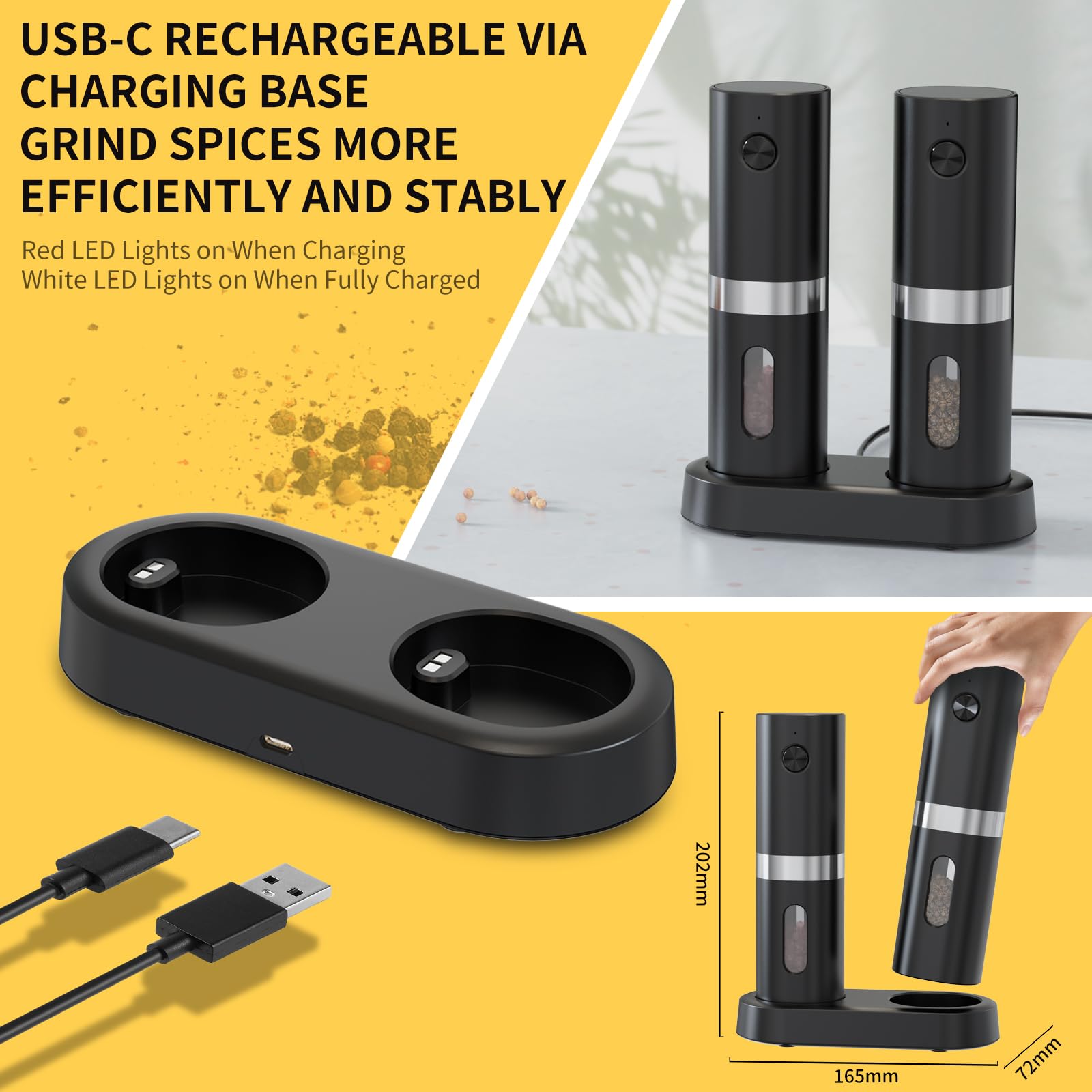 Macina Sale E Pepe Elettrico Circle Joy - Ricaricabile USB-C Con Luce LED - Foto 5