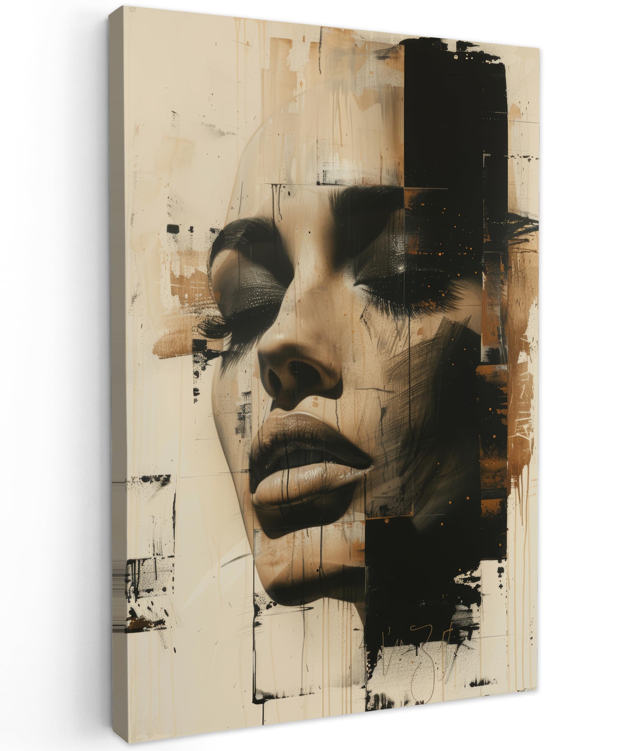 MuchoWow© Canvas Wall Art 8"x12" / 20x30 cm Home Decor Paintings for Living Room Decorations Gifts Hallway Woman - Art - Modern - Beige — image 1