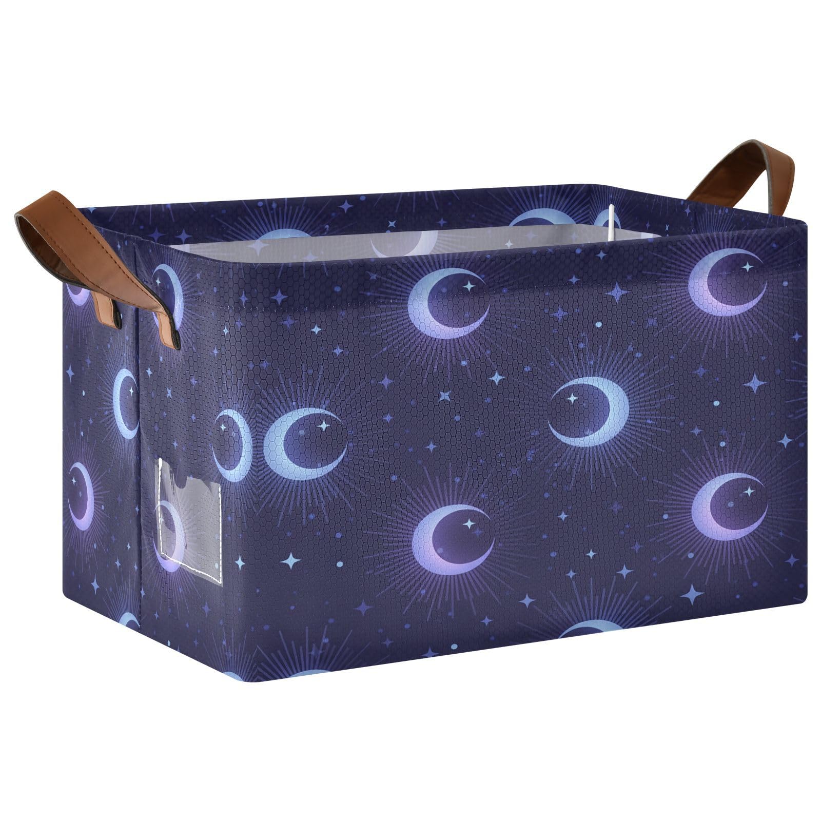 Ewusp Moon Storage Basket with Handles Waterproof Collapsible Storage Bin Closet Organiser Dog Toy Basket for Bedroom Nursery Office Home Organizing