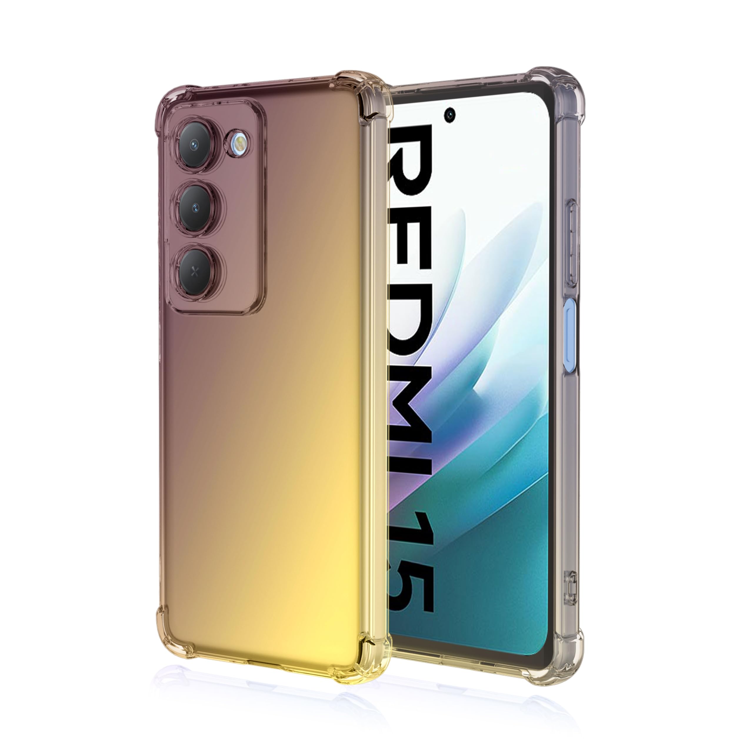 Cover Per Xiaomi Redmi 9T - Custodia Trasparente Effetto Gradiente (Nero/Oro) - TPU Antiurto Con Angoli Rinforzati