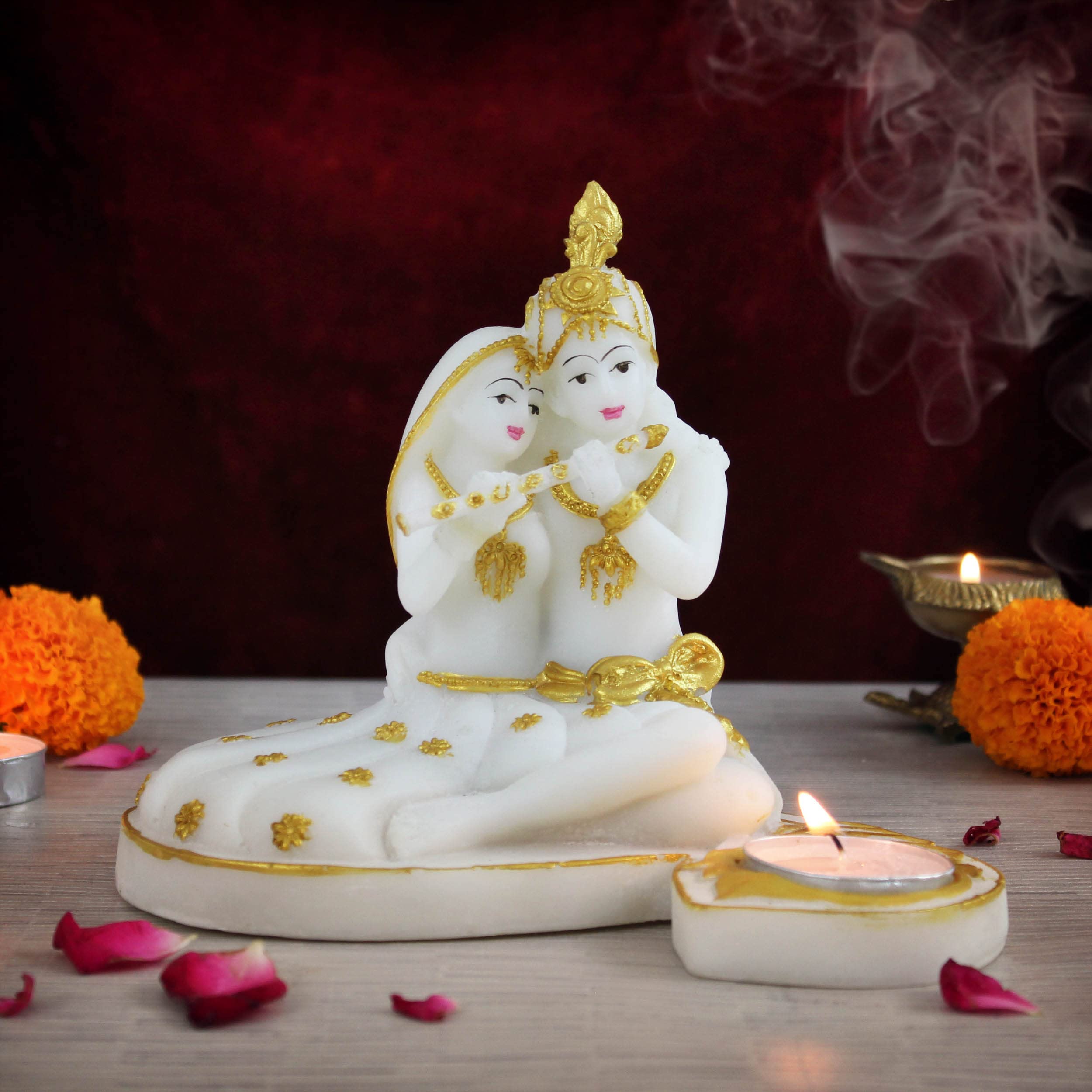 Buy TIED RIBBONS Radha Krishna Tealight Candle Holder Decorative Idol