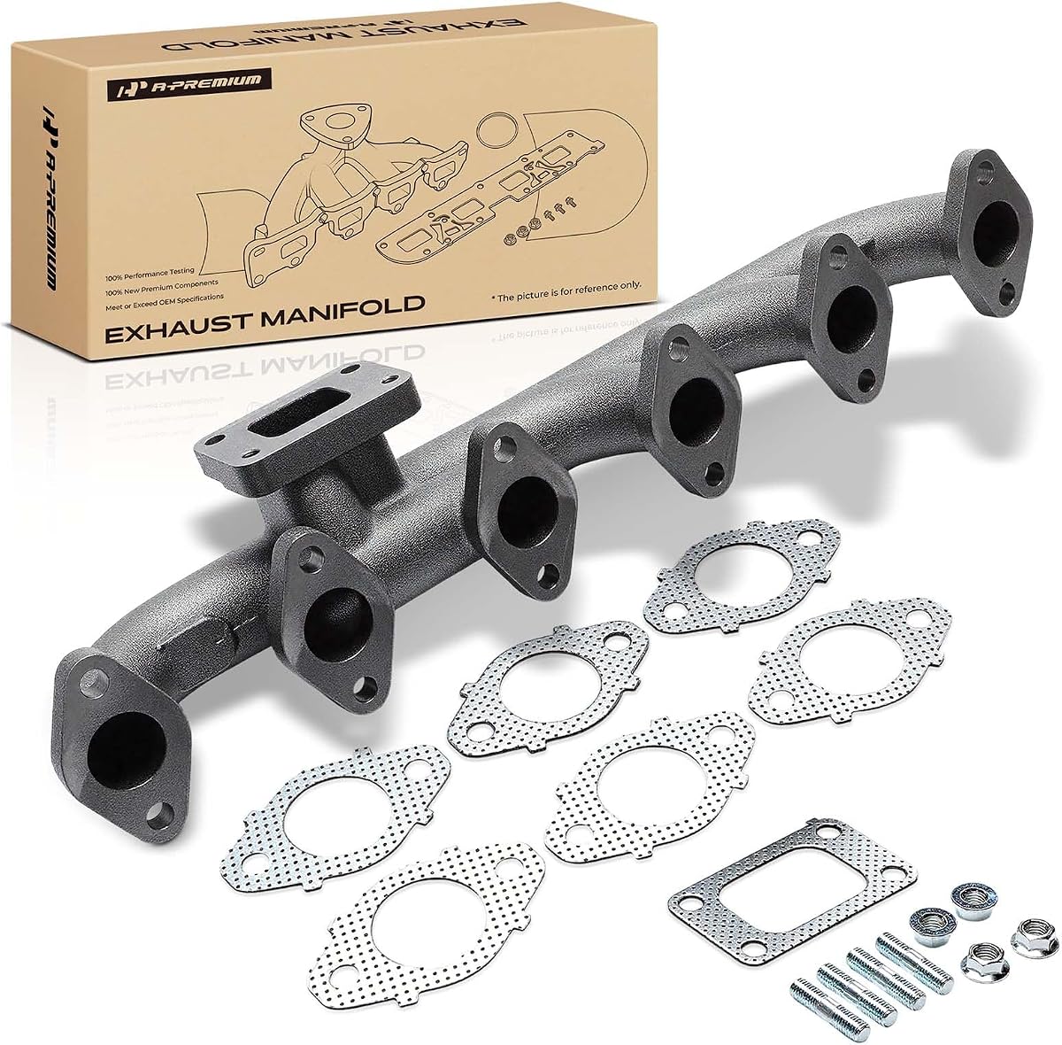 A-Premium L6 5.9L Exhaust Manifold Kit W/Gaskets & Hardware | Compatible with Dodge Ram 2500 3500 2004-2009, From 1/04/2004, Replaces 5135788AB, 5135788AC