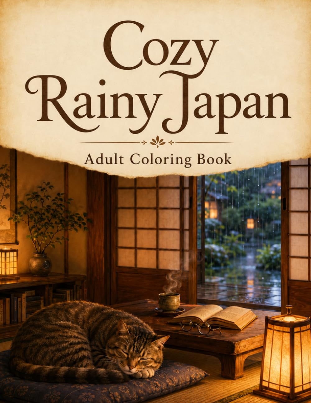 Cozy Rainy Japan Adult Coloring Book: Quiet Japanese Rooms