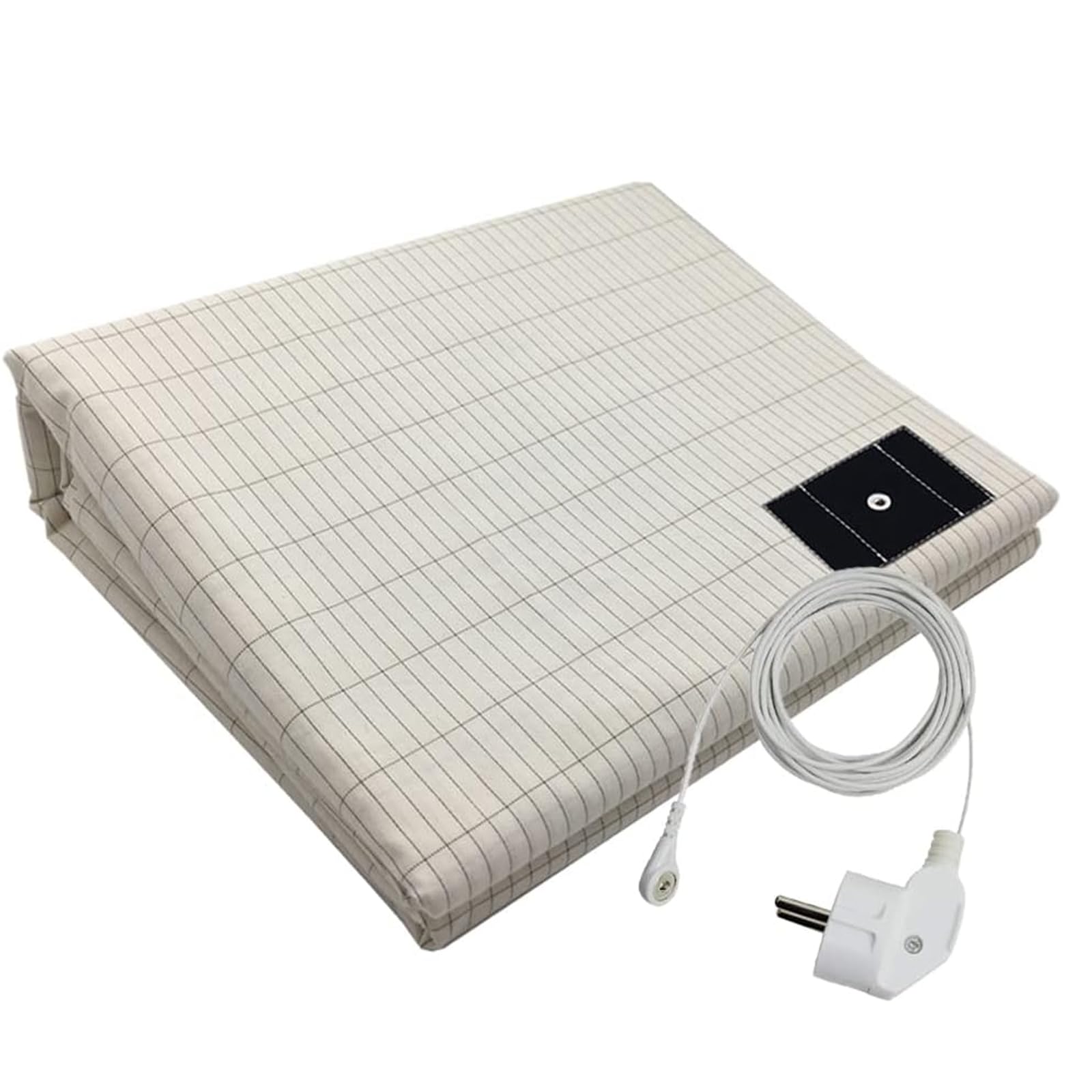 Tapis de Mise à la Terre 99 x 203 cm en Coton Biologique avec Fibre d'Argent et Câble UE