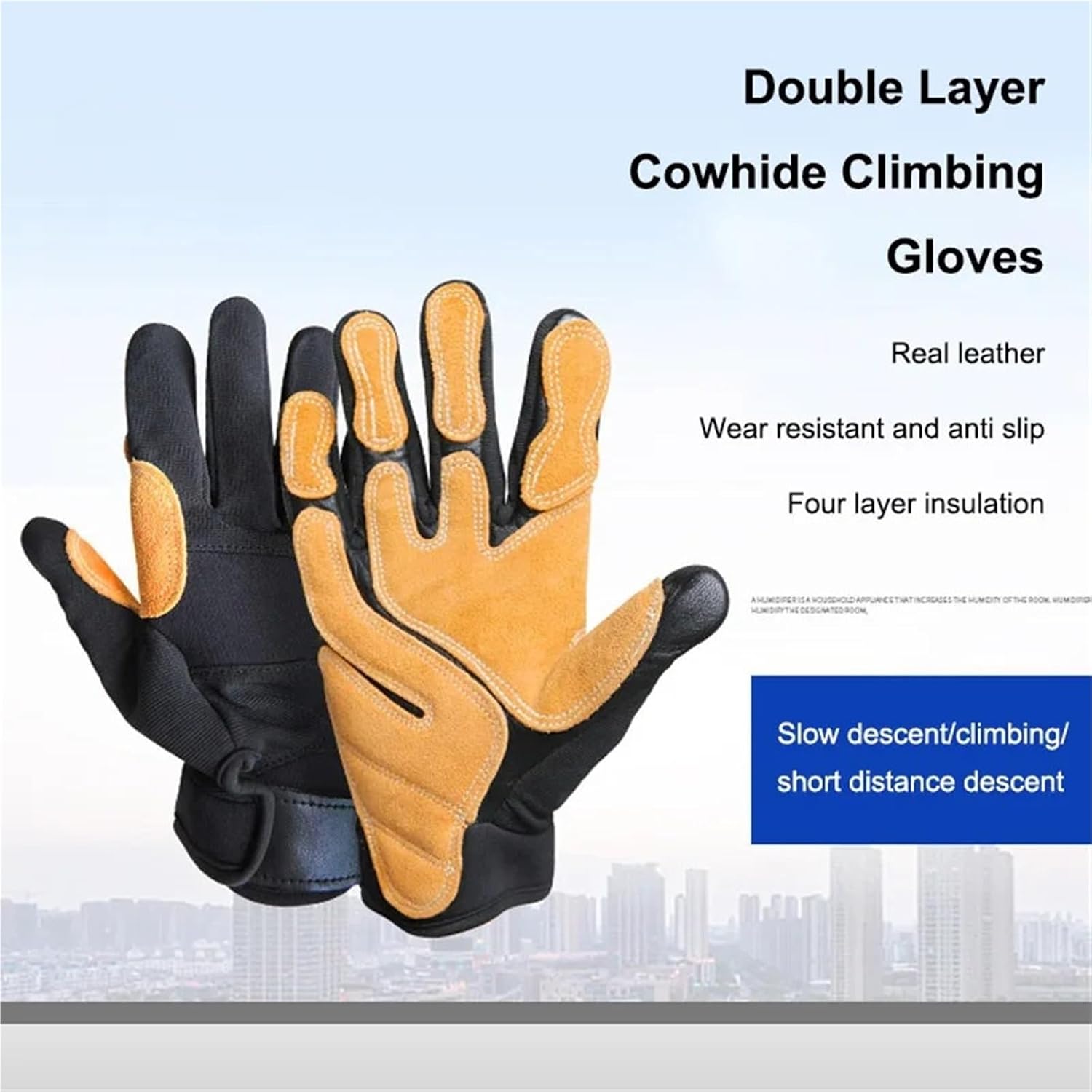 Outdoor Rappelling Full Finger Gloves Thickened Climbing Gloves for Downhill, Team Training & Rope Drop