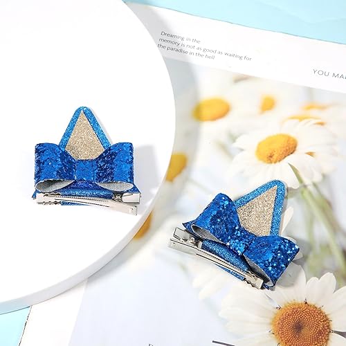 Miniatura 4 de 2 pinzas para el pelo de orejas de perro, pasadores de lazo con purpurina para niñas pequeñas, lindos accesorios para el cabello para cosplay de