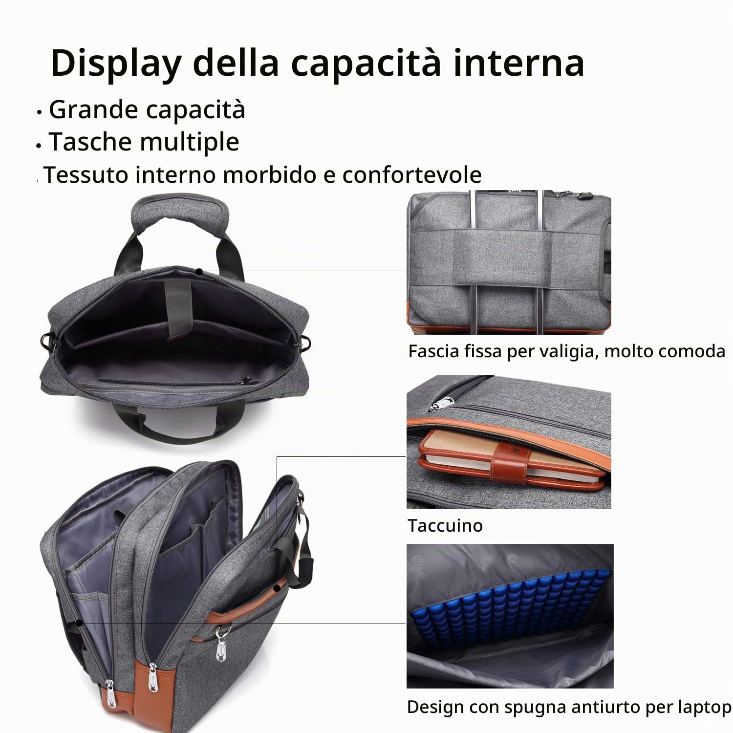 FANDARE Moda 3 In 1 Borsa a Tracolla e Zaino 15.6 Pollici per Computer Portatile - Messenger Affari, Viaggio, Scuola, Università - Impermeabile per Uomo e Donna - Poliestere Nero