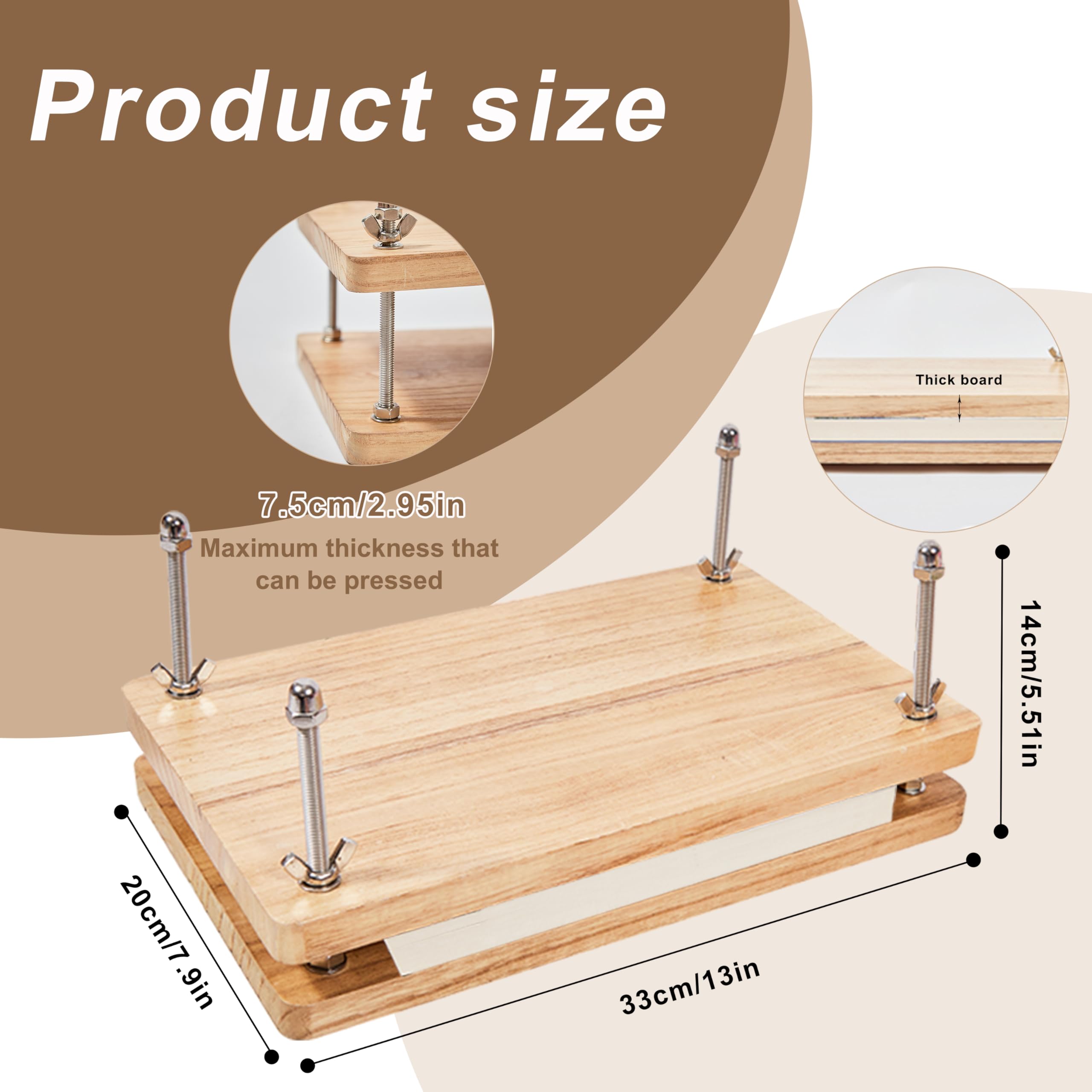 FUXAFU 50 Pcs Book Binding Kits, 13"x7.9" Inch Wooden Book Press，Books Binding Materials, with Bone Folder, Awl, Needles for DIY Bookbinding, BookRepair, Handmade Crafts