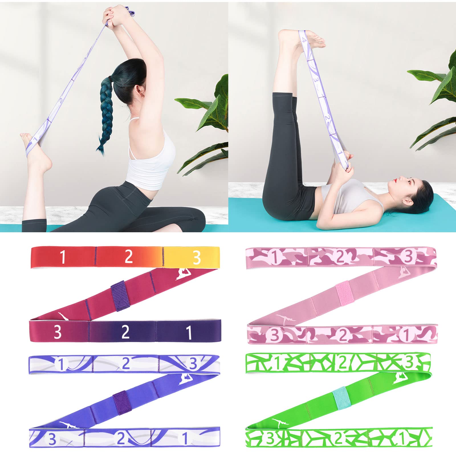 Cinghia elastica con passanti per maggiore flessibilità, yoga, esercizio fisico e fisioterapia. Fasce elastiche di resistenza per il fitness portatile e per la palestra in casa e per tutto il corpo