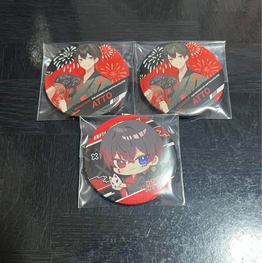 あっとくんamptak 缶バッジsummer