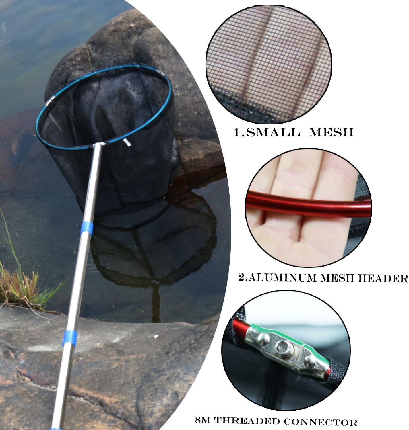 Fishing Net 2 Pack Retractable Lightweight Landing Net with Aluminum Rod Handle Fishing Nets for Youth Catch and Release Butterfly Nets