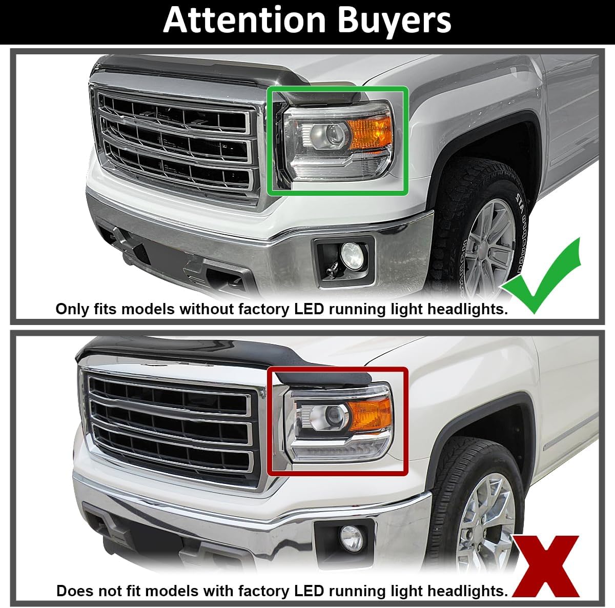 SPEC-D TUNING Chrome Projector Headlights Compatible with 2014-2018 GMC Sierra 1500 2500 3500 / Denali/SLE/SLT, Left + Right Pair Headlamps Assembly