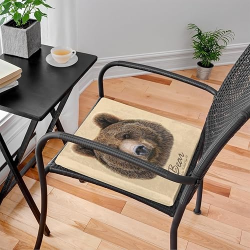 Miniatura 2 de 1 cojín para silla, cojín de espuma viscoelástica con diseño de oso de animal, almohadillas cuadradas extraíbles para silla de cocina, comedor,