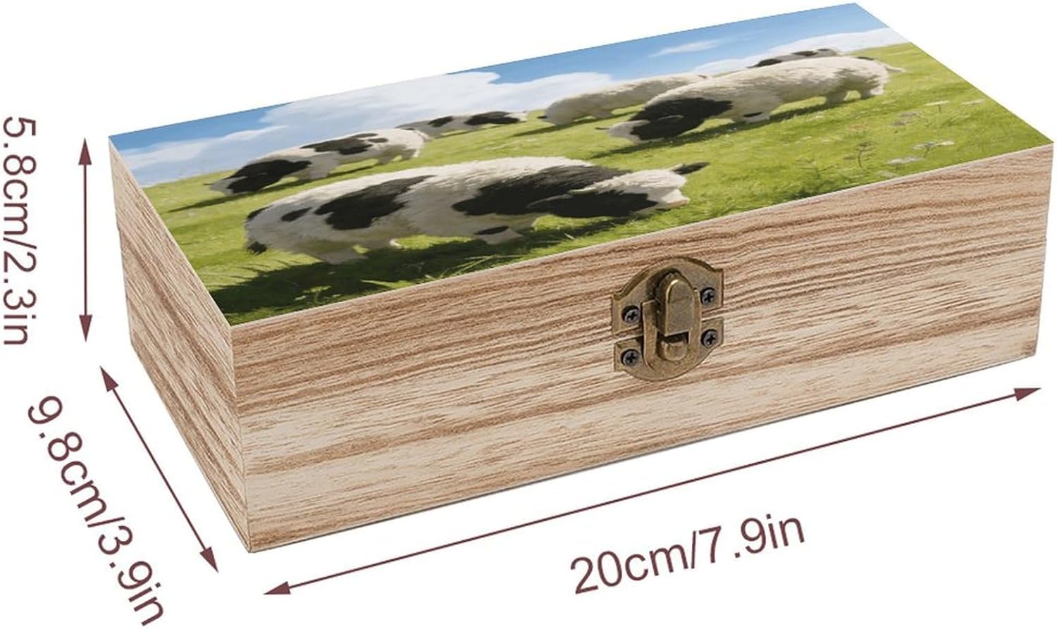 Cute Cows Watercolor Wood Box Rectangular Organizer Box image 2