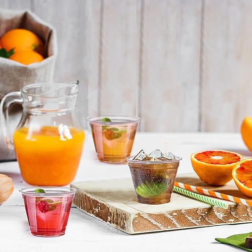 Miniatura 7 de Paquete de 200 vasos de plástico transparente, vasos desechables transparentes de 9 onzas, vasos para bebidas frías para fiestas, bodas, Navidad,