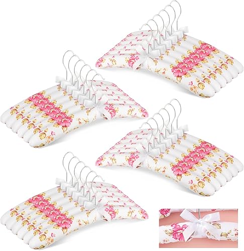 24 perchas acolchadas para mujer, suéteres antideslizantes acolchados, perchas de espuma floral, perchas gruesas para vestidos de boda con gancho