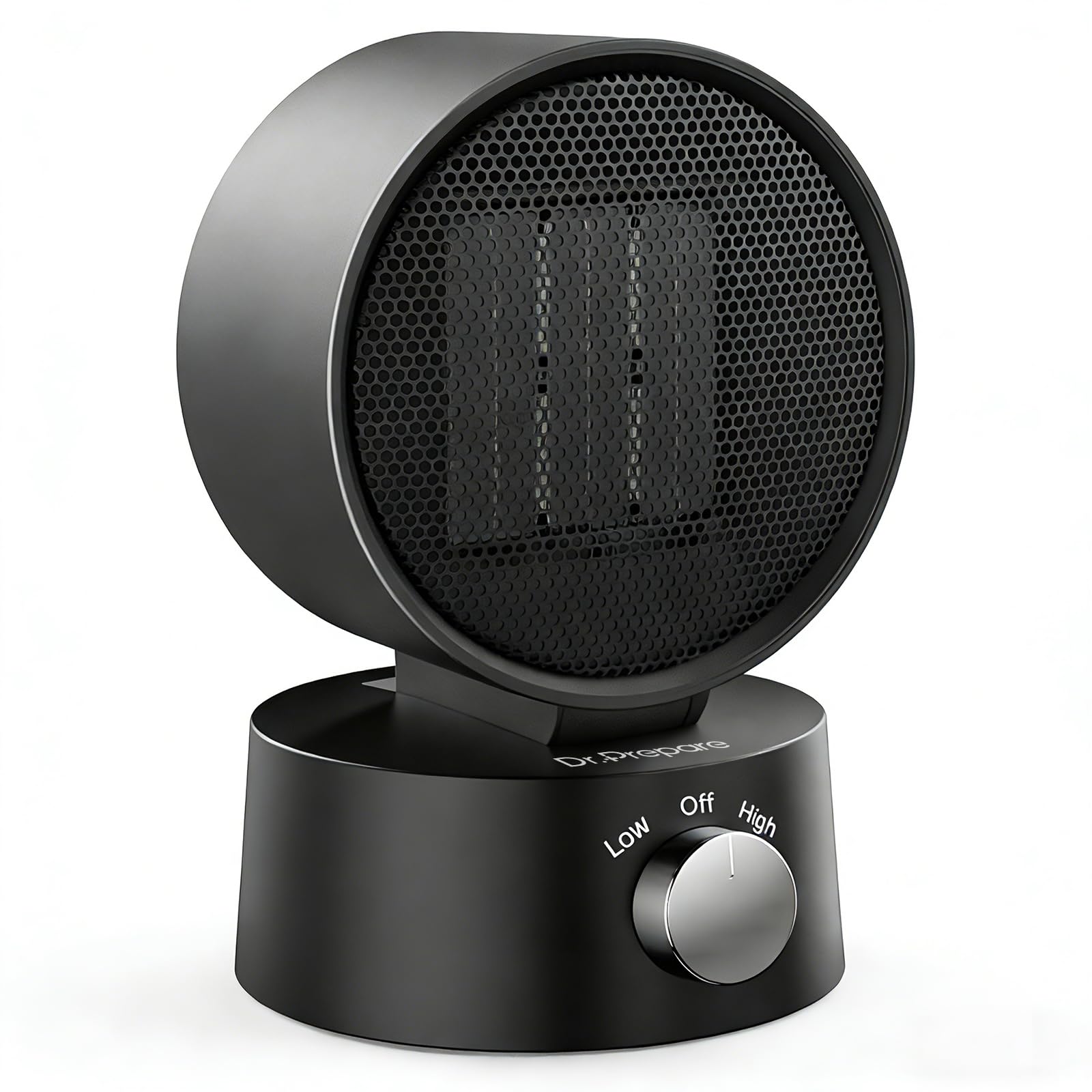 DR.PREPARE Small Space Heater for Indoor Use with Manual Tilt, 600W Electric Ceramic Heater, Portable Desk Heater for Office Bedroom, Fast Heating, Tip-Over & Overheat Protection, Mini Heater for Home