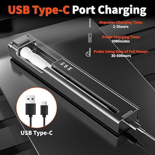 Miniatura 5 de Termómetro digital inalámbrico Bluetooth para carne, sonda inteligente de carne para barbacoa, horno, parrilla y ahumador, perfecto para carne,