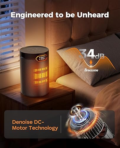 Miniatura 5 de BREEZOME Calentador de espacio portátil, calentadores eléctricos para uso en interiores con termostato y temporizador de 24 horas, calentamiento