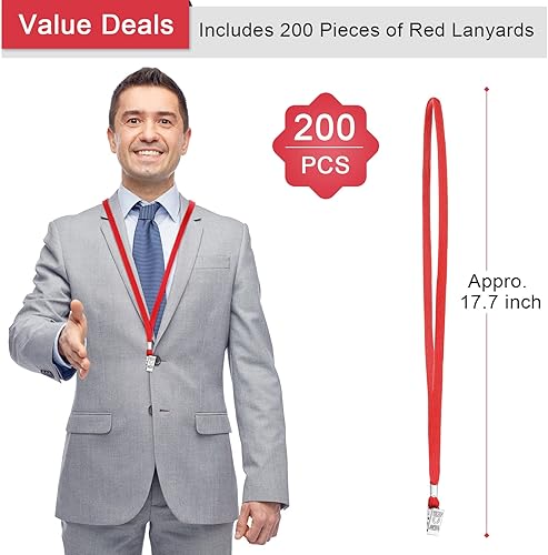 Vista 43 de Marspark Cordones a granel con clip para cuello plano con gancho giratorio para tarjetas de identificación