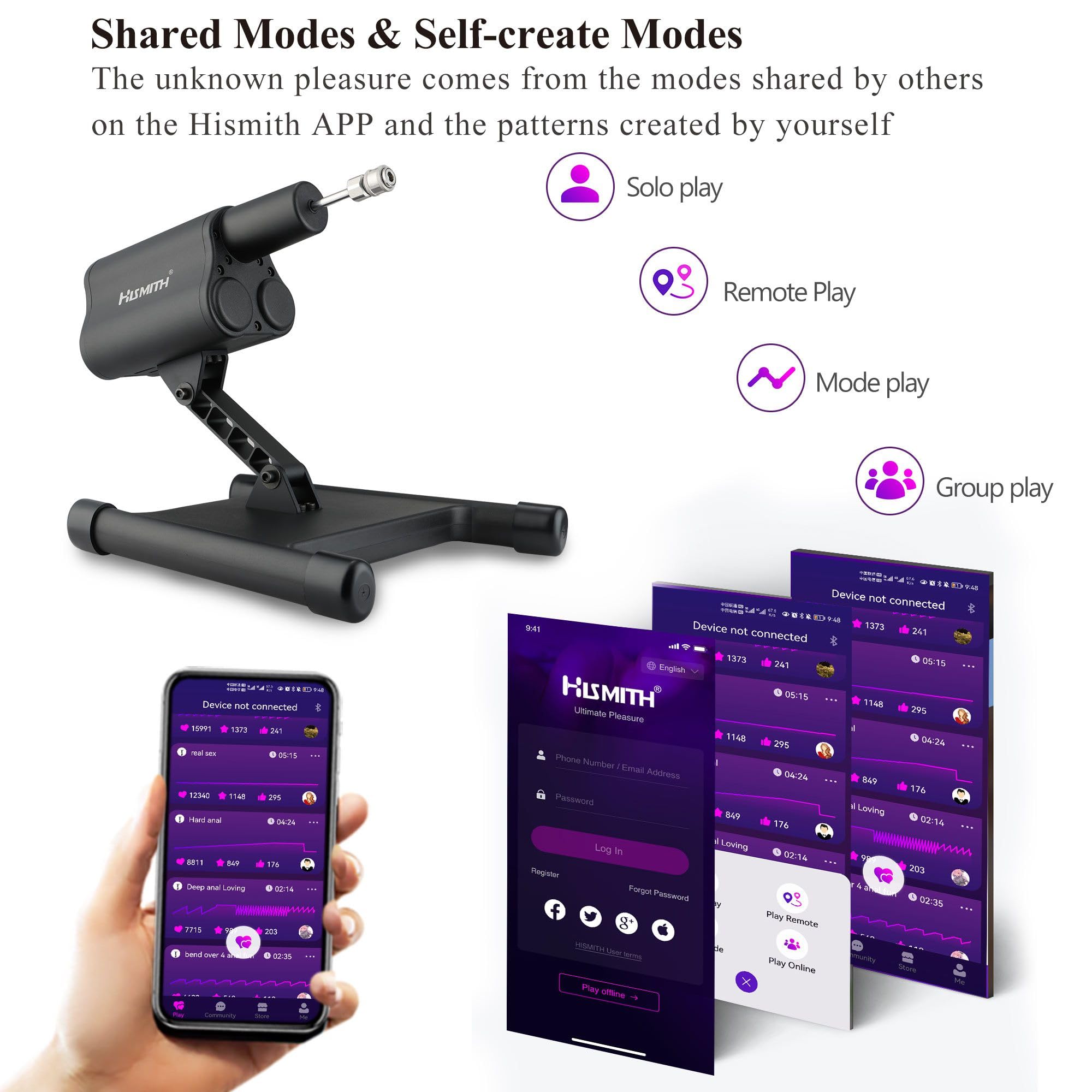hismith appコントロール Hismith Foldable 2.0 Pro, Sex Machine with KlicLok System