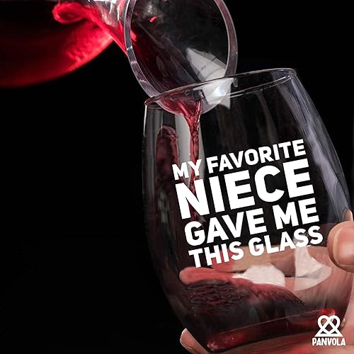 Miniatura 2 de Vaso de vino sin tallo con texto en inglés My Favorite Niece Gave Me This Glass para tías, tíos, regalos de sobrina, cumpleaños, boda, aniversario,