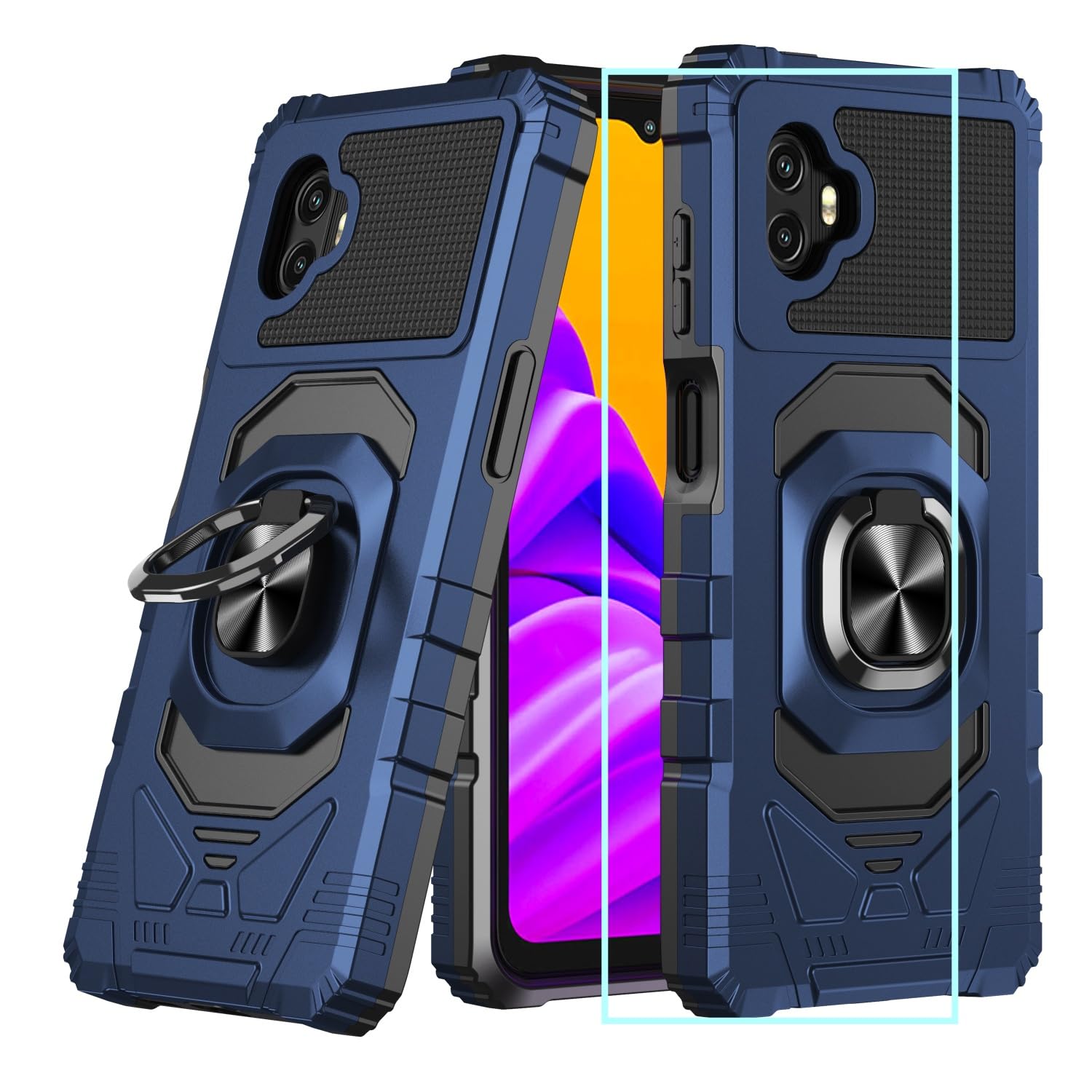 for Samsung Galaxy XCover7 Pro Case with Screen Protector,Dual Layer Military Grade Protection with Ring Stand,Rugged Shockproof Corner Silicone Phone