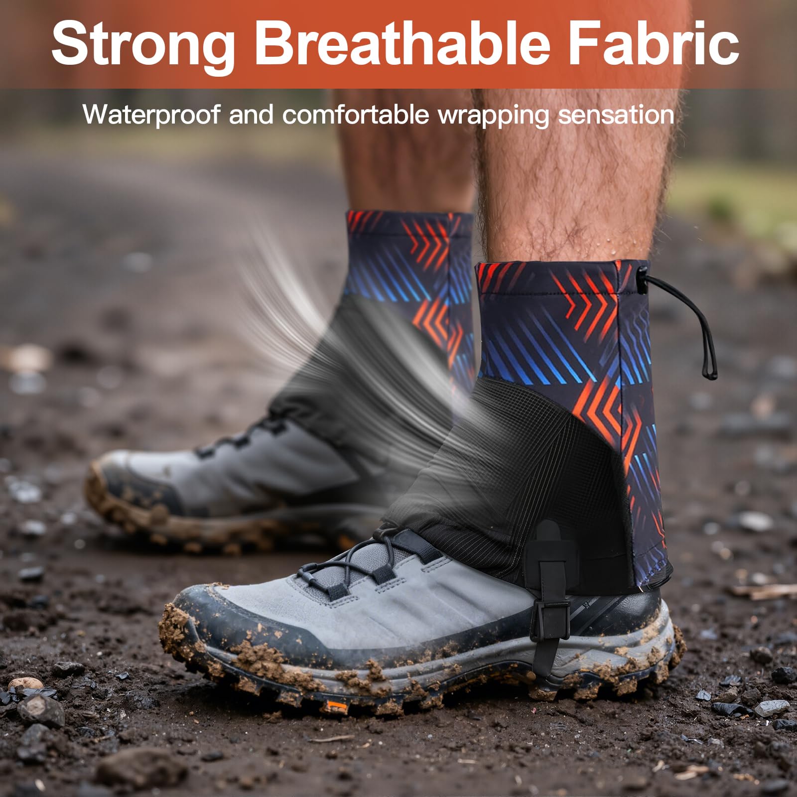 Trail Low Gaiters Unisex, wasserdichte Trailrunning-Schuhgamaschen zum Laufen, Atmungsaktive Low Gamasche mit Rutschschutz & Haken, Perfekt für Wandern, Outdoor, Camping & Klettern (Blau)