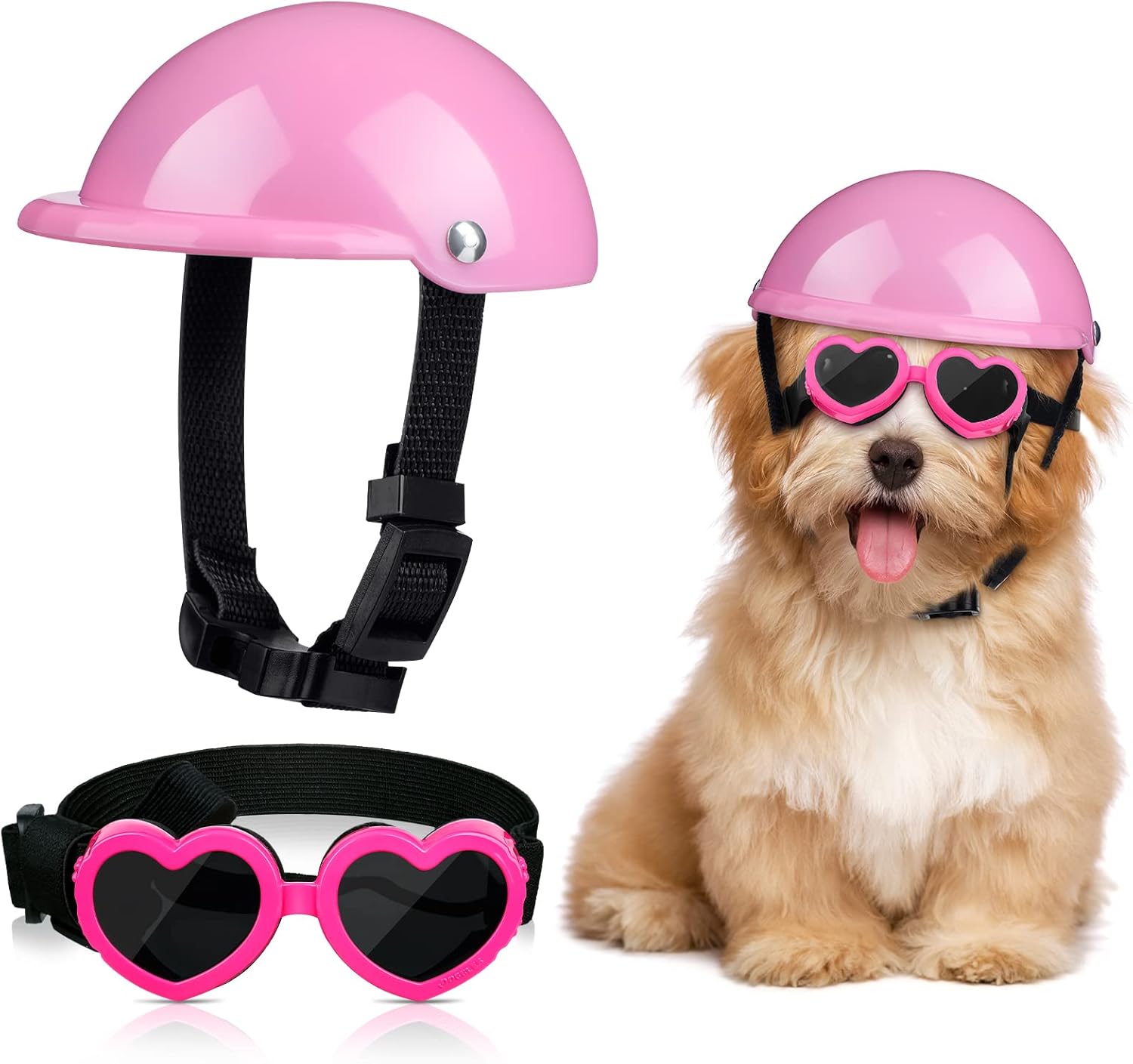 Xuniea 2 Pieces Small Dog Helmet and Goggles Puppy