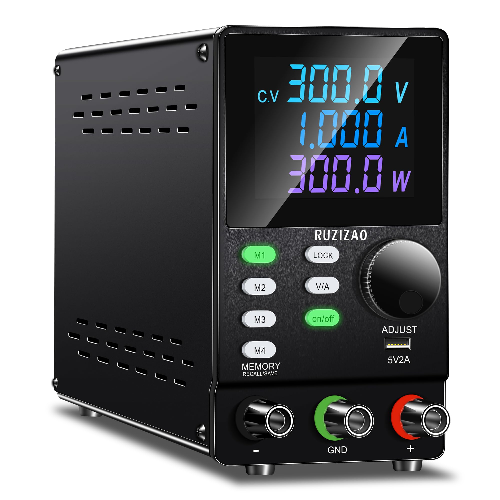 Alimentatore da Banco 300V 1A Alta Tensione Alimentatore da Laboratorio Programmabile e Regolabile con Software PC, Manopola Encoder, Memoria, Interruttore di Uscita, Pulsante di Blocco