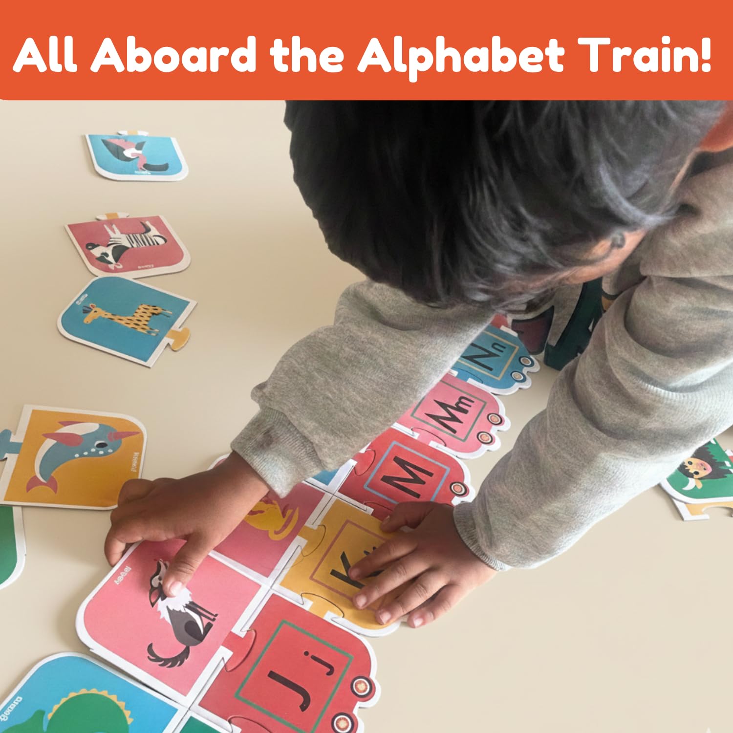 Giant 8 Feet Alphabet Floor Puzzle for Kids 3-5 Years | 52-Piece ABC Learning Puzzle with Animals | Educational Preschool Toy | CocoMoco Kids 3