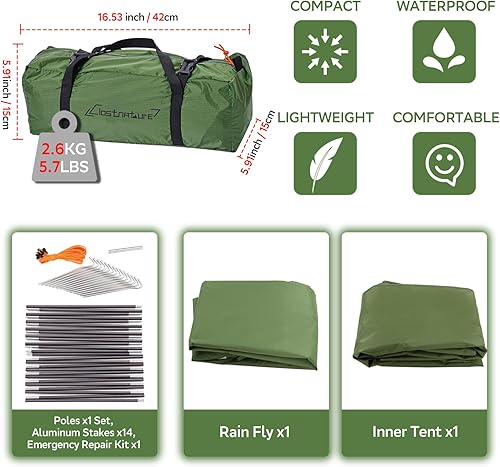 Miniatura 9 de Clostnature Crux - Tienda de campaña ligera para mochileros  Tienda de campaña ultraligera para 1234 personas, tienda de campaña impermeable de