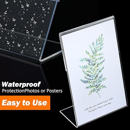 Miniatura 4 de Yulejo 48 piezas de soporte de letrero acrílico para fotos de 4 x 6 pulgadas, marcos de cabina de fotos transparentes de plástico transparente