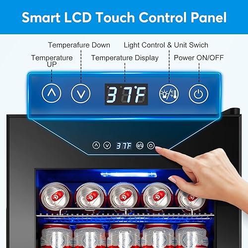 Miniatura 9 de Refrigerador de vino pequeño de 8 botellas, mini enfriador de vino con estantes extraíbles, control táctil digital de luz interior, puerta de vidrio